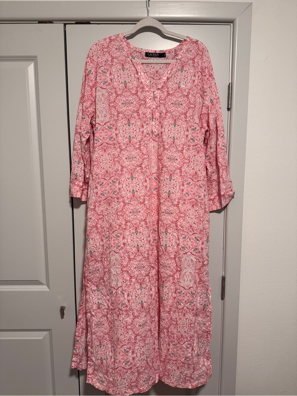 Ralph Lauren Pink Patterned Long Night Dress